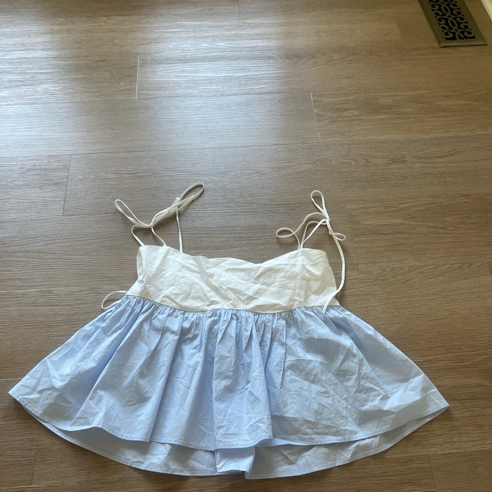 Blue and White Women's Tank Top